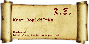 Kner Boglárka névjegykártya