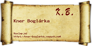 Kner Boglárka névjegykártya